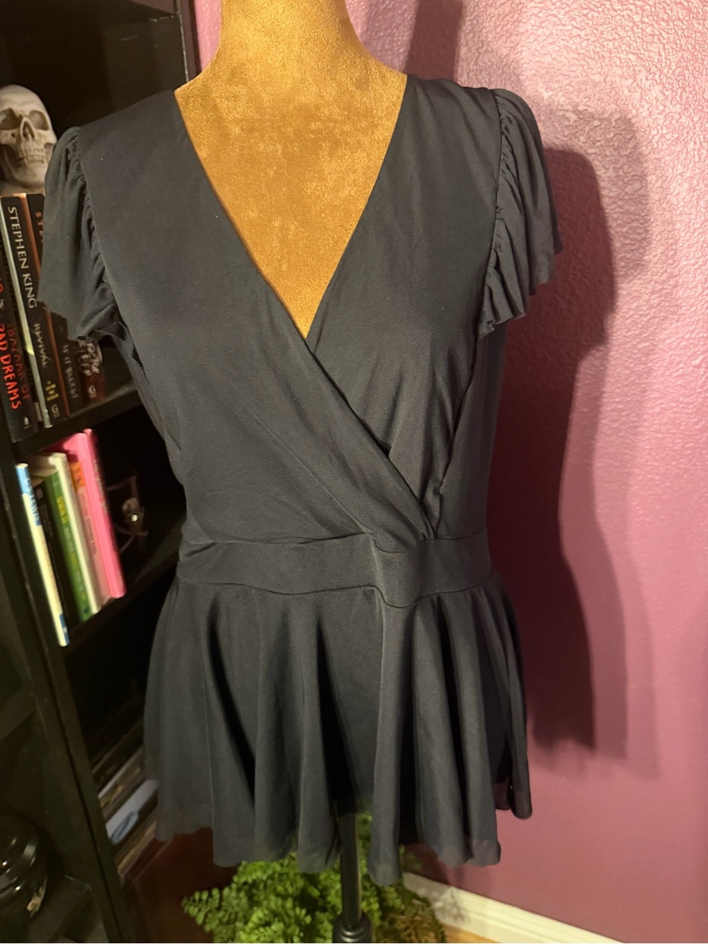 Torrid Black Wrap Peplum Top - size 20